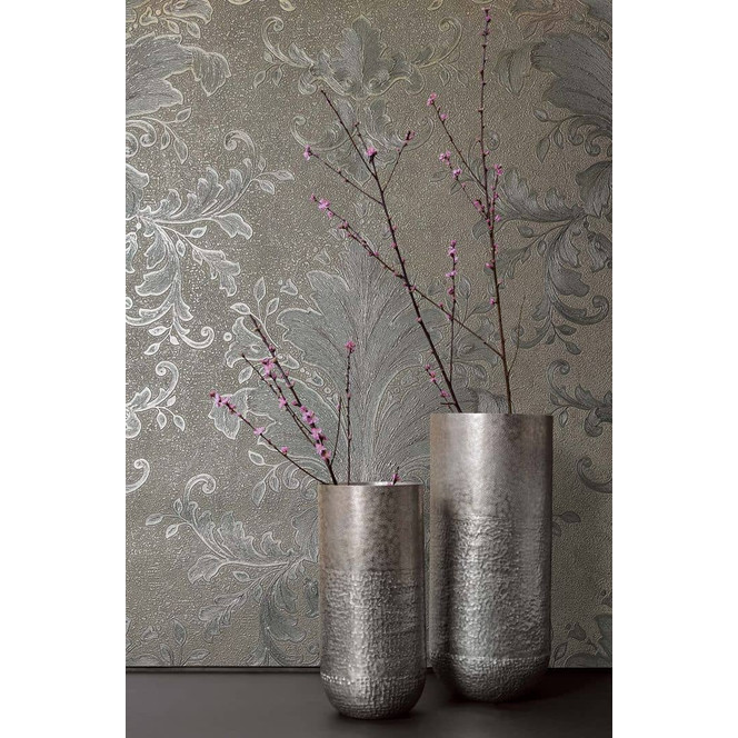Vliestapete Ornament Struktur Modern, Opulent, Barock in Grau