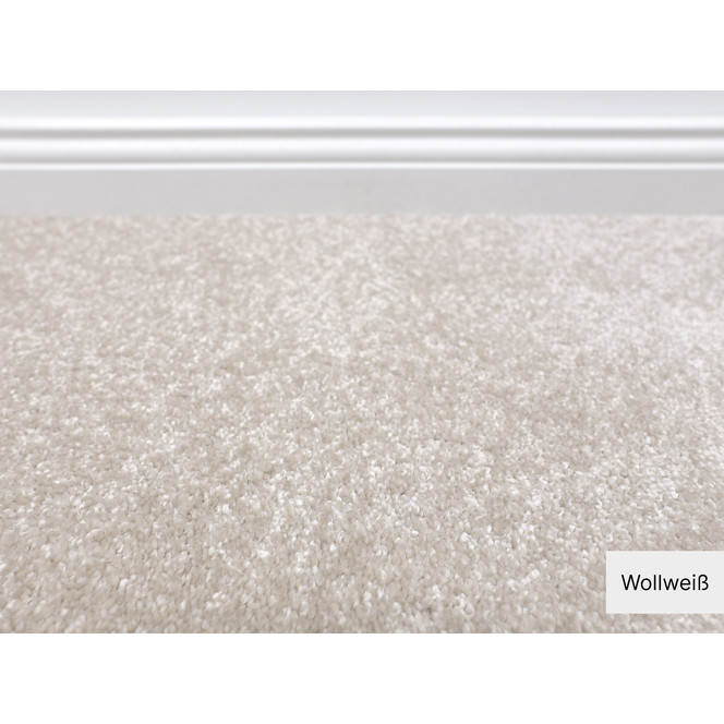 Zagreb Velours Teppichboden Meterware in Wollweiss