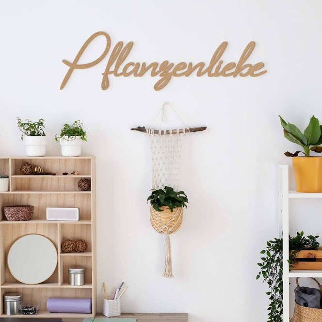 3D Schriftzug Pflanzenliebe - MDF Natur