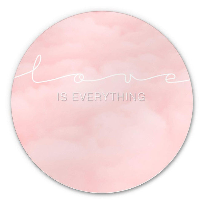 Alu-Dibond Love is everything Wolken - rosa Wolken - Rund