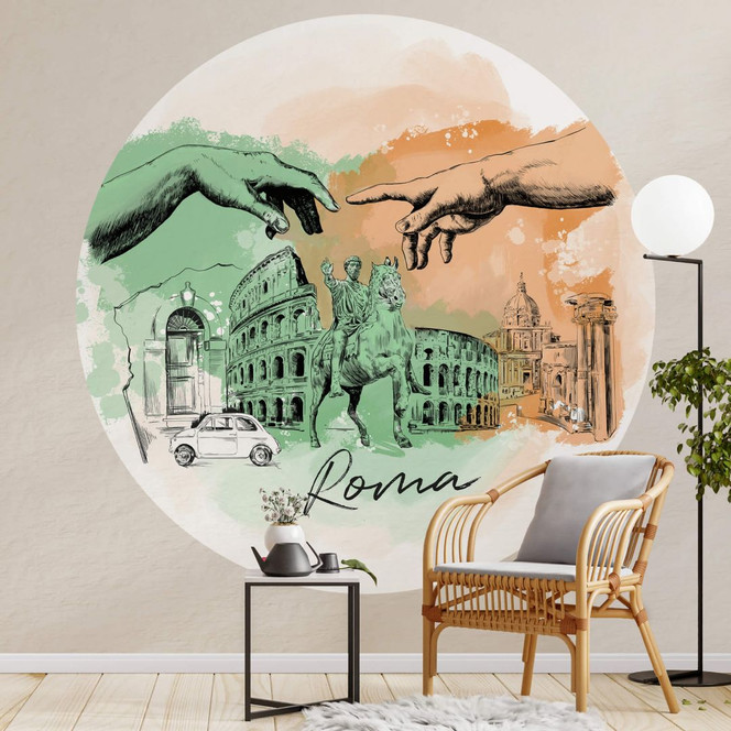 Fototapete Roma - Rund - Love your City - Selbstklebend/Vlies
