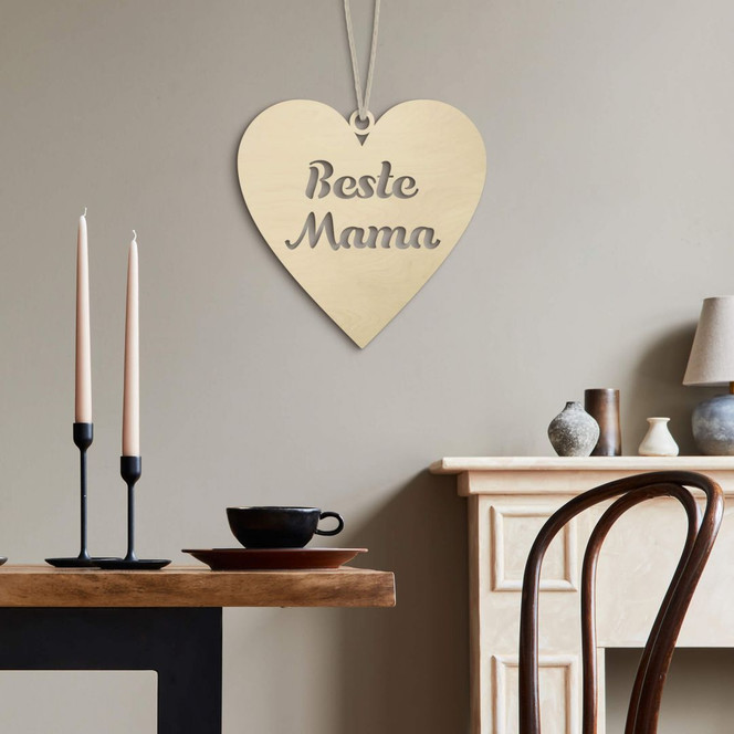 Holzdeko Pappel - Beste Mama Herz