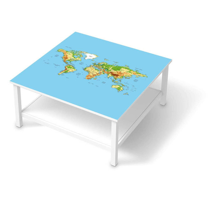 Klebefolie IKEA Hemnes Tisch 90x90cm - Geografische Weltkarte- Bild 1