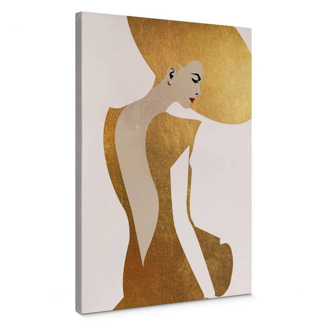 Leinwandbild Kubistika - Die Dame im goldenen Kleid