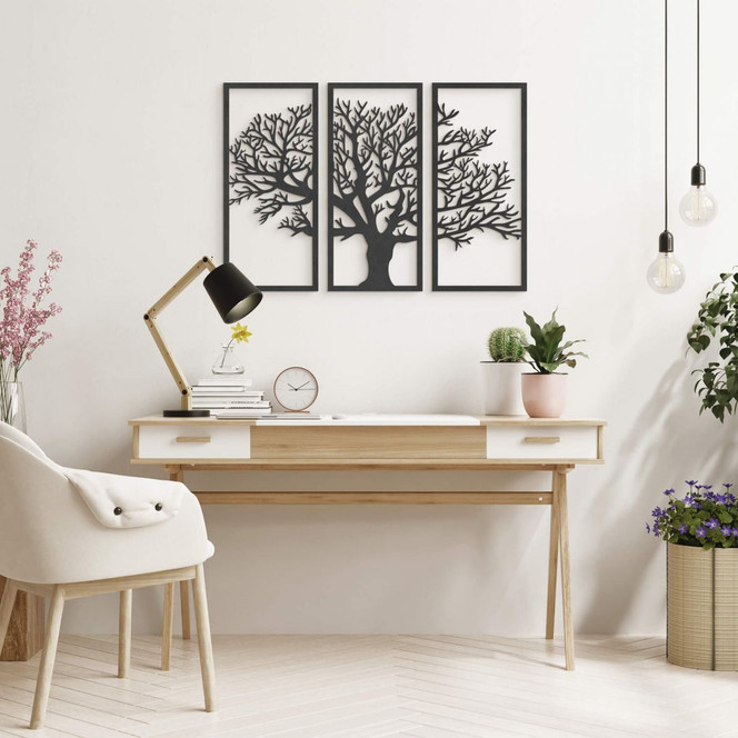 MDF Holzdeko Baum Set 3-teilig