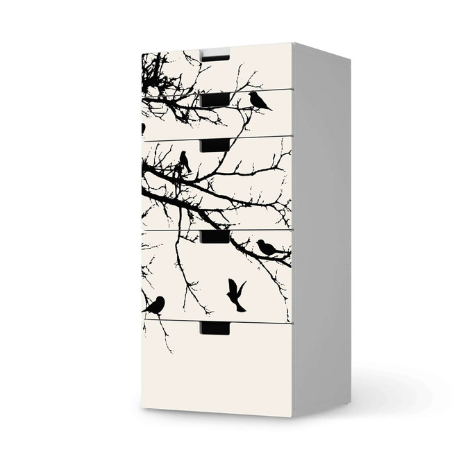Möbel Klebefolie IKEA Stuva / Malad Kommode - 5 Schubladen - Tree and Birds 1- Bild 1