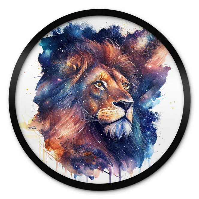 Poster Heine - Mächtiger Löwe im Sternenhimmel - Astro Cruise - Rund