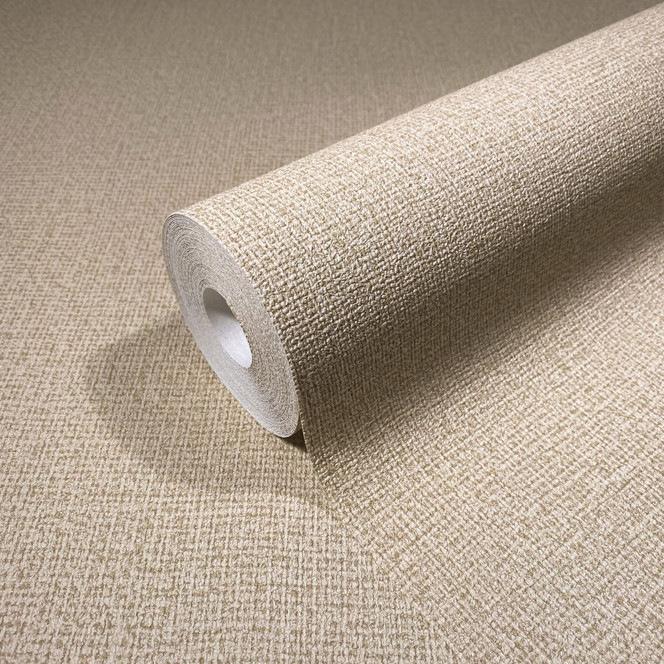 Vliestapete in textilem Uni beige Struktur