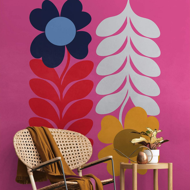 Fototapete Blumentapete - Collett - Bunte Retroblumen