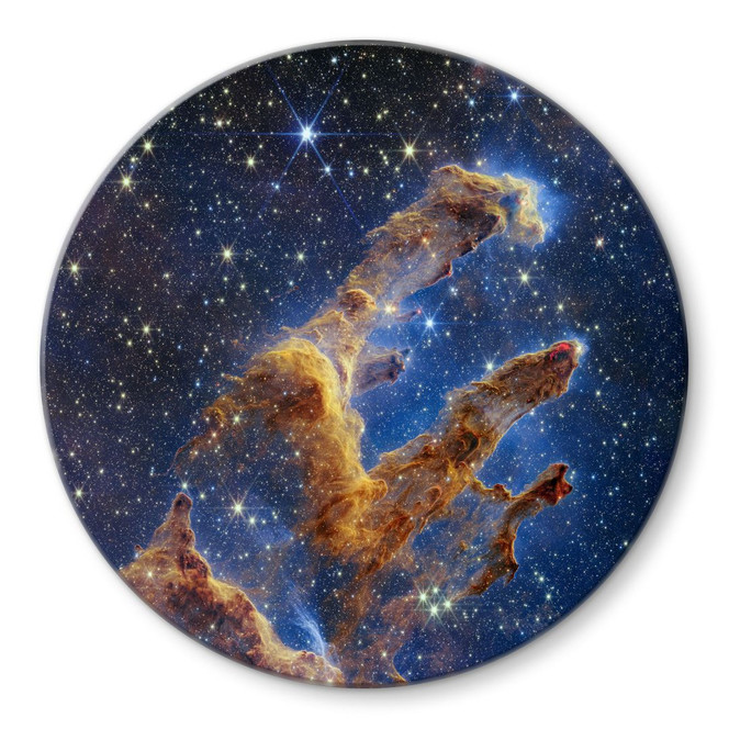 Glasbild James Webb Telescope - Pillars of Creation - Rund