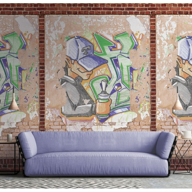 Fototapete Graffiti braun beige - Vliestapete Industrial Livingwalls - matt und glatt