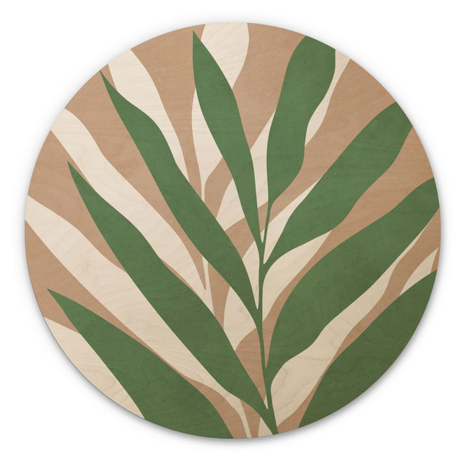 Holzbild Tropische Zweige im sanften Farbspiel - Costa - Rund