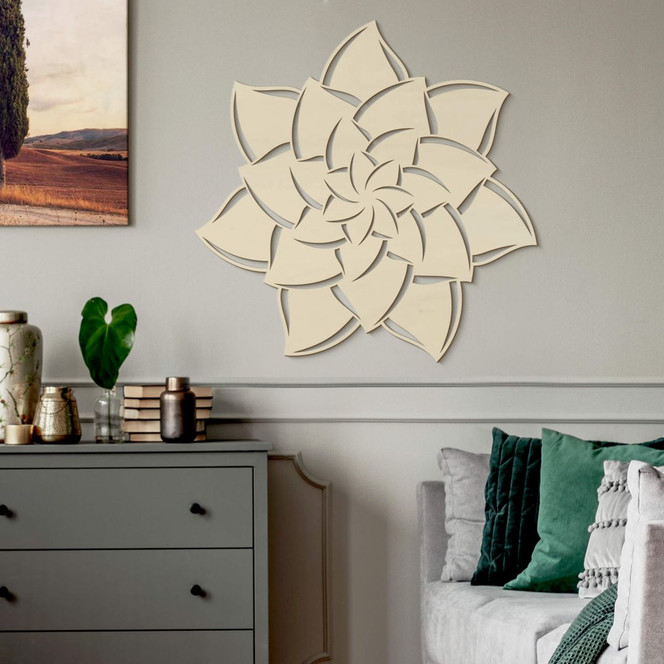 Holzkunst Pappel - Mandala Blume 02