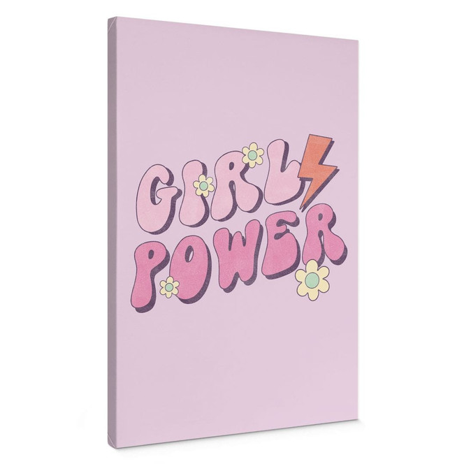 Leinwandbild Girl Power Retro Schriftzug Lila
