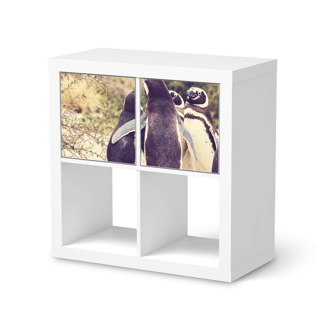 Möbelfolie IKEA Kallax Regal 2 Türen (quer) - Pingu Friendship- Bild 1