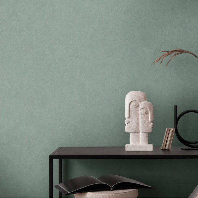 Unitapete mit Putz-Optik Grün - Einfarbige Tapete mit Struktur - Strukturtapete
