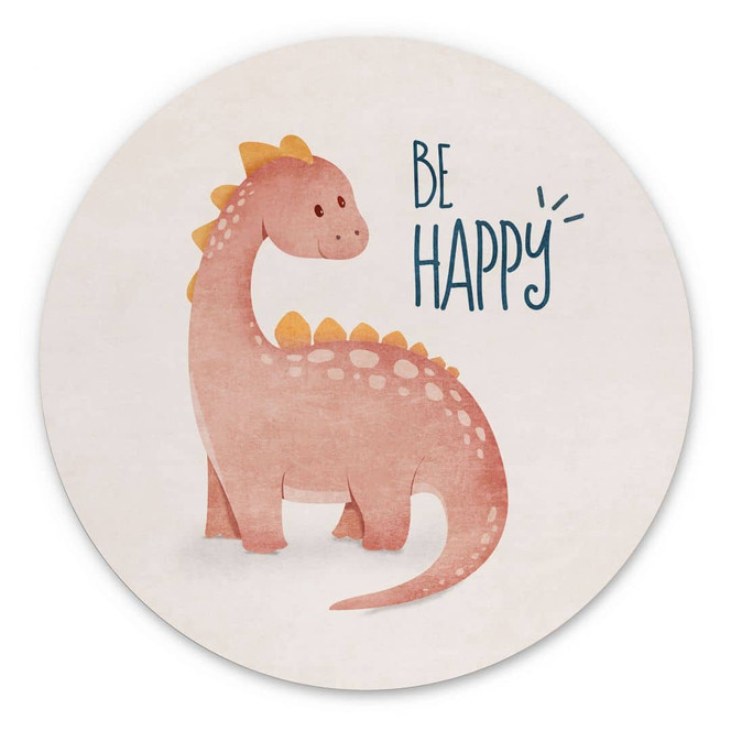 Wandbild Dino Be Happy - Brachiosaurus - Tunaboylu - Alu-Dibond - Rund