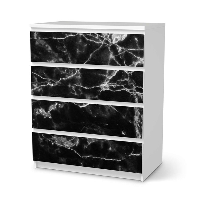 Folie IKEA Malm Kommode 4 Schubladen - Marmor schwarz- Bild 1