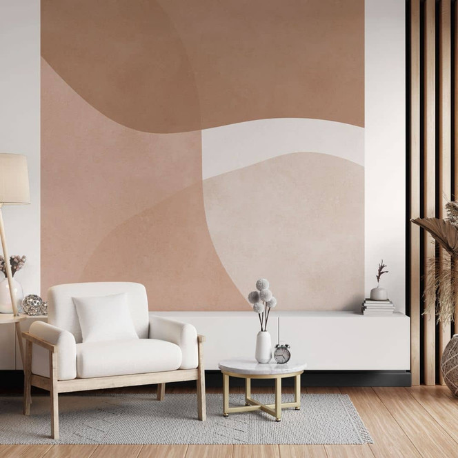 Fototapete Boho Aquarell-Formen in Brauntönen - Costa