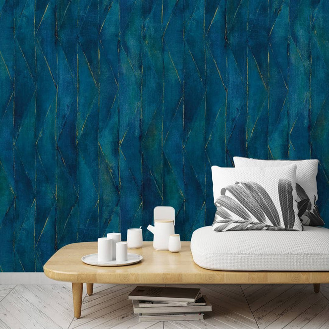 Fototapete mit grafischem Muster, Blau Struktur 2.70 x 2.12 m