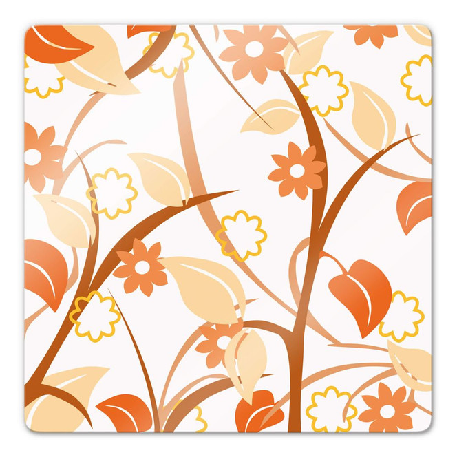 Glasbild Blumengarten orange