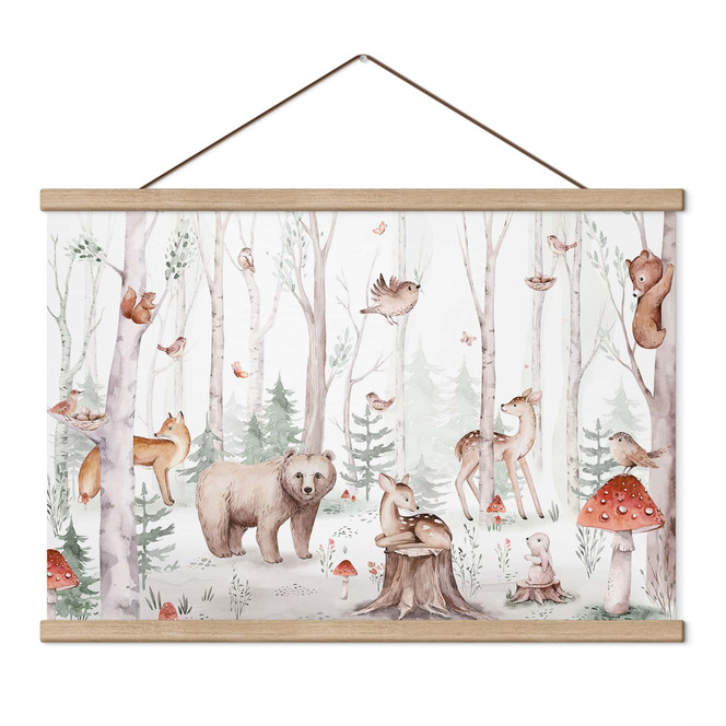 Kinderzimmer Stoffbild Waldtiere im Herbst - Kvilis
