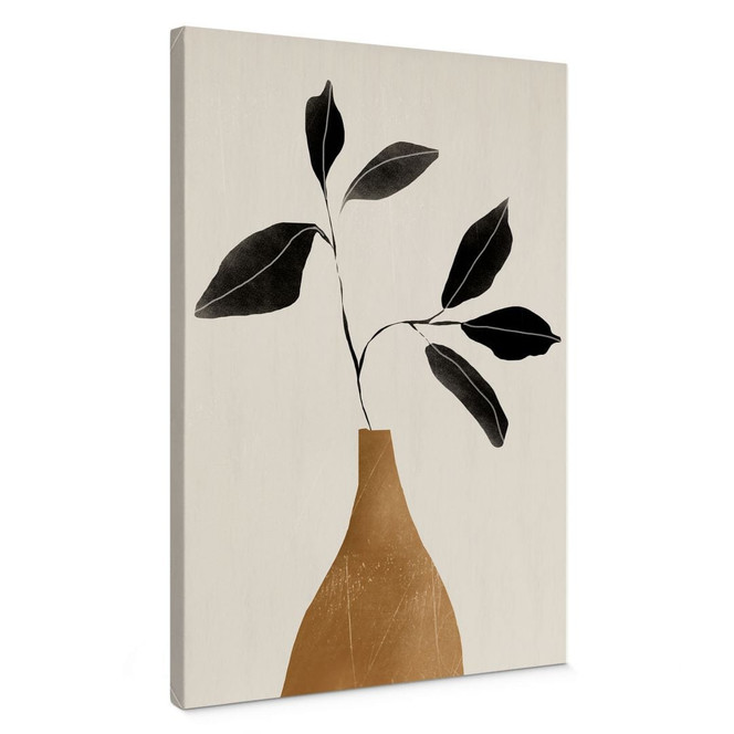 Leinwandbild Zweig in goldener Vase - ThingDesign