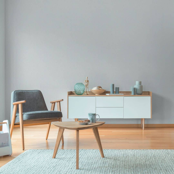 Strukturtapete Fischgrät Blau Creme – Vliestapete modern textilartig zart