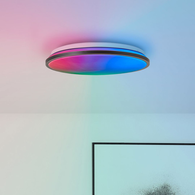 LED-Deckenleuchte Iva, schwarz, ⌀39.5 cm, Deckenlampe mit LED, dimmbar