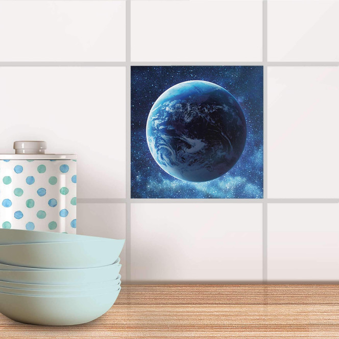 Fliesenaufkleber - Planet Blue