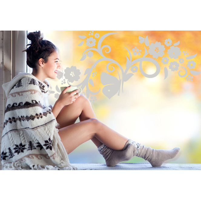 Glasdekor Blumenranke mit Schmetterlingen - Bild 1