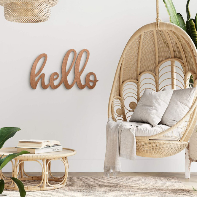Holz Schriftzug Hello - Mahagoniholz