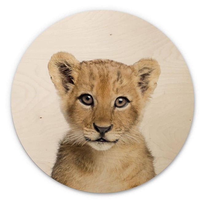 Holzbild Sisi & Seb - Baby Löwe - Rund