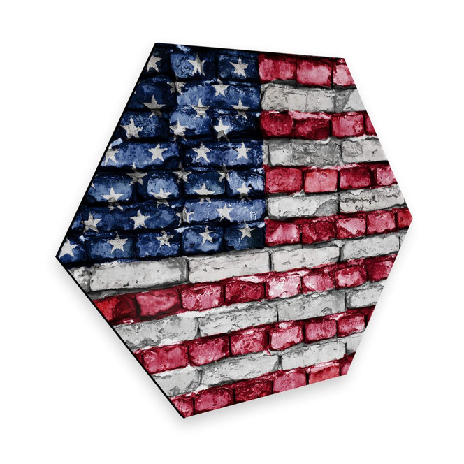 Hexagon - Alu-Dibond - Stars and Stripes Mauer
