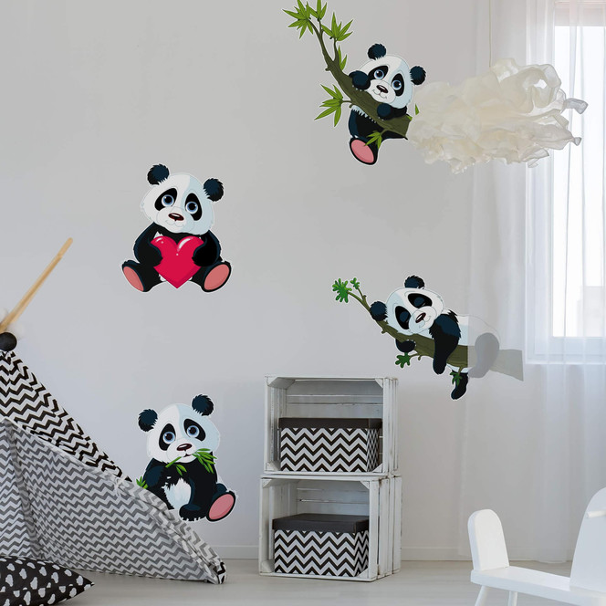 Wandsticker XXL - Panda Bären Set