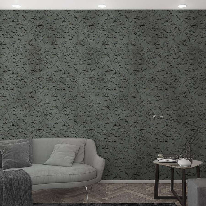 Fototapete mit Damask Motiv Anthrazit ,Ornamental 2.70 x 1.59 m
