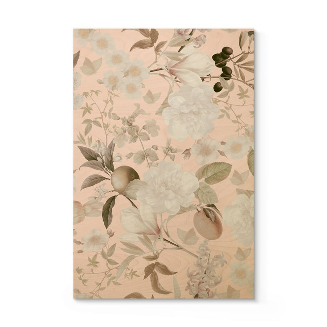 Holzbild Boho-Illustration mit Blumen und Früchten - UN Designs