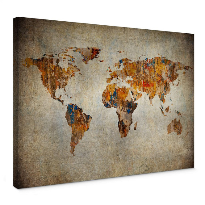 Leinwandbild Weltkarte Shabby Chic