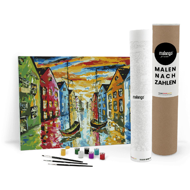 Malen nach Zahlen Leinwandbild - Amsterdam farbenfroh