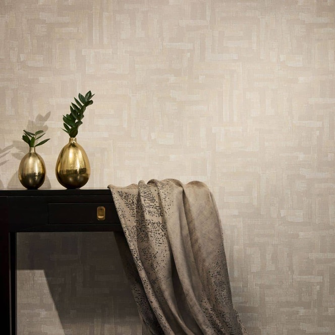 Strukturtapete mit Leinenoptik Beige Creme – Geometrisches Muster