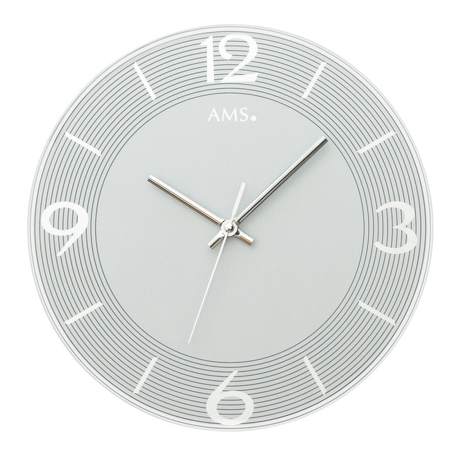 Wanduhr Facettiertes und bedrucktes Spiegelglas blaugrau