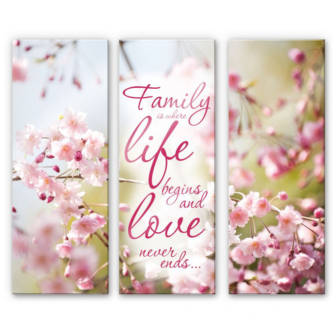 Acrylglasbild Family is where Life begins (3-teilig)