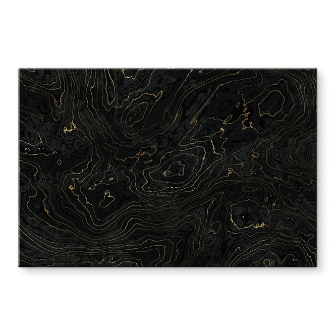 Glasbild Abstrakte Linien Schwarz-gold - Amini