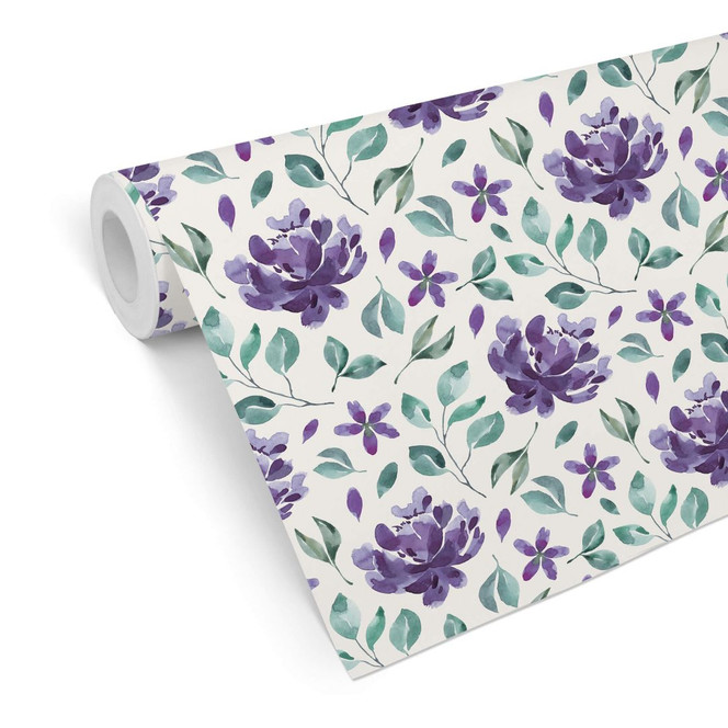 Mustertapete - Aquarell Blüten 02 - violett