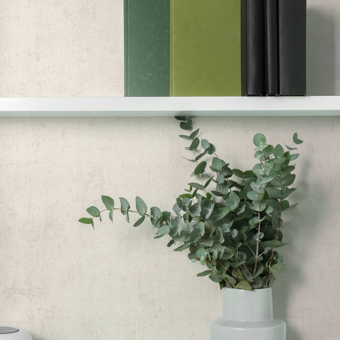 Vlies Tapete floral - Leinenstruktur in Greige & Naturton