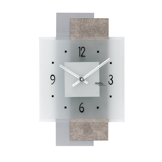 Wanduhr Design-Kunstleder auf Holzrückwand