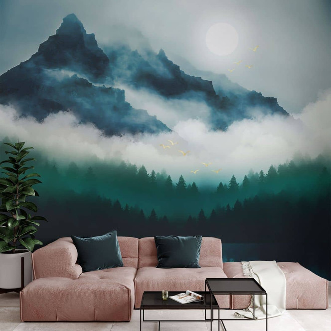 Fototapete Neblige Landschaft in der Nacht - SpaceFrog Designs