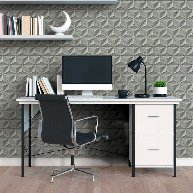 3D-Tapete Betonoptik Grau - Vliestapete mit geometrischem Muster - Industrial Look