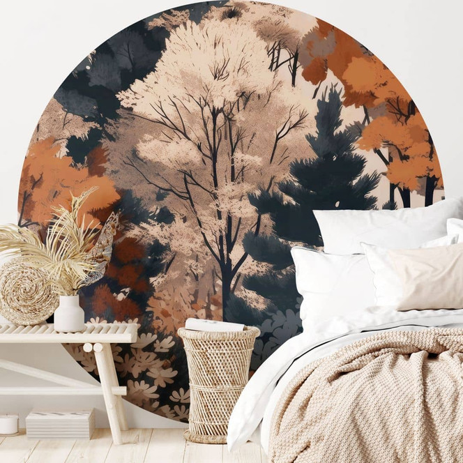 Fototapete Bunter Herbstwald - Jaszke - Rund - Selbstklebend/Vlies