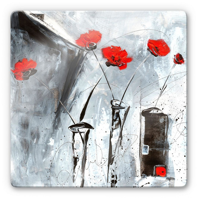 Glasbild Niksic - Roter Mohn 2